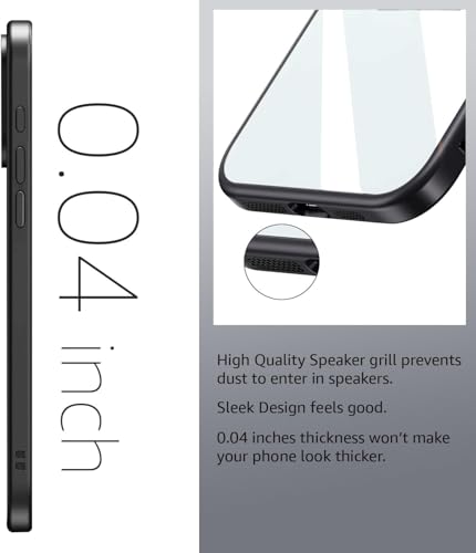 Image of VONZEE Clear Transparent Back Cover Case for iPhone 15 with Camera Protection Anti Yellow Slim Fit Anti-Fingerprint & Lightweight Protective Cover-Black