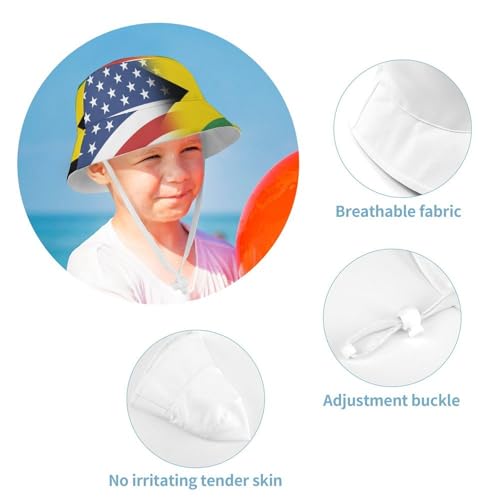 American and Jamaican FlagChildren's Bucket Hat for Boys and Girls, Breathable Summer Beach Hat54cm4