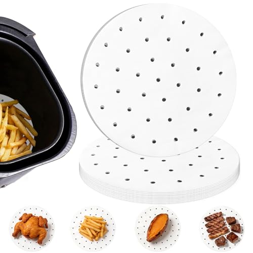 Numola 9 Inch Air Fryer Liners, 100 PCS Perforated Parchment Paper Compatible with COSORI, GoWISE USA, Instant Vortex, Ninja, Ultrean, Chefman, Innsky, Dash, Secura and More 5.3-5.8qt Air Fryers