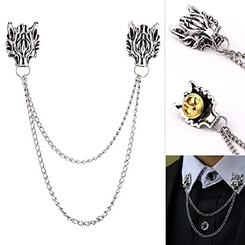 Pin de solapa de ginkgo biloba en metal con cadena de plata fina