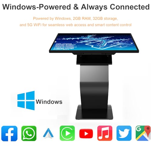 Image of 32 Inch Touch Screen Kiosk, 10pt PCAP Capactive Touch Screen Digital Signage, Windows OS K-Style Indoor Digital Signage, Interactive LCD Display Signage, U-Disk Publish Content, Split Screen