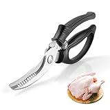 Hühnerschere, Multifunktions-Geflügelschere, Küchenschere Edelstahl, Fleischschere, Fischschere, mit Federbelastung, Rutschfestem Griff und Sicherheitsverschluss, für Fleisch, Huhn, Knochen, Geflügel