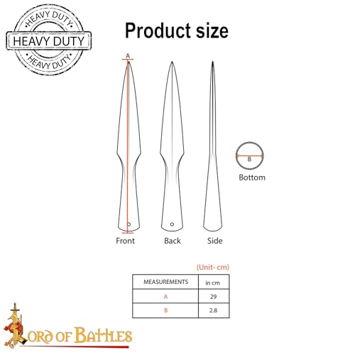 Medieval Black Spear Head Hand Forged from Carbon Steel Functional Viking Spearhead Combat Battle Ready Armor Hunting Lozenge Throwing Spearhead LARP SCA (11.5 Inches)