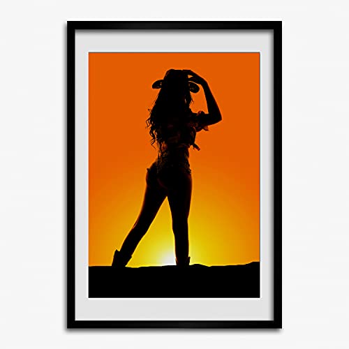 Silhouette de cow-girl sous cadre en bois Tulup 50x70 pour l'ambiance chaleureuse de votre salon