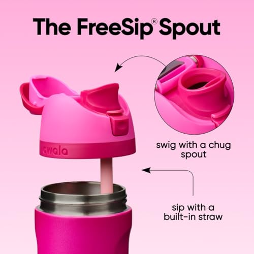 Image of Owala FreeSip Insulated Stainless Steel Water Bottle with Straw, BPA-Free Sports Water Bottle, Great for Travel, 24 Oz, Read My Lips