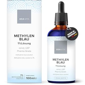OSAVITA® Solución de azul de metileno al 1 % con pipeta, farmacopea de EE. UU. de alta pureza, solución al 1 %, 100 ml, calidad probada en laboratorio, fabricada en Alemania