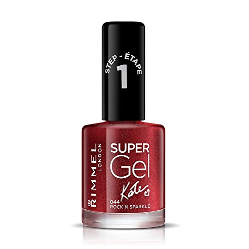 Rimmel Super Gel, 44 Rock N Sparkle, Long-Lasting Nail Polish, Glazed Finish, Easy Application, Gel-like Manicure, Chip Resistant, Clean Formula, 12ml