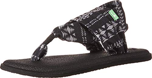 Sanuk Women's Yoga Sling 2 Sandal, Black/Natural Koa Tribal, 9 M US