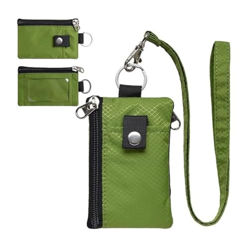 Blocking Small Wallet with ID Window, Outdoor Water Resistant Zip Wallet, Keychain Wallet with Lanyard for Cards, Cash, Travel