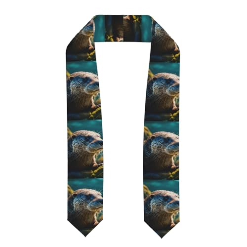 LIXLZH Bufanda estola de graduación con estampado de nutrias marrones, unisex, para adultos, color liso, talla única, aplanado, talla única, Aplanado, Talla única