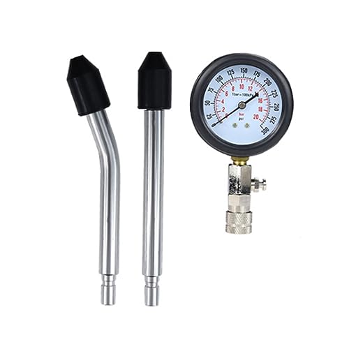 Ciieeo Manomètre de Compression pour Automobile Pression avec Adaptateur Rouge Outil pour Cylindre Piston et Joint de Culasse de Psi Bar