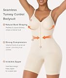 SHAPERX Body modelujące kobiety, bielizna modelująca brzuch mocny zamek błyskawiczny, bezszwowa, niewidoczna, wysoka talia, kontrola ciała, UK-SZ5862-WhiteS/M