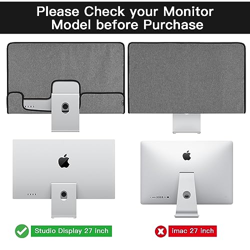 Caszlution Monitor Cover Compatible With 27 Inch Apple Studio Display - Monitor Dust Cover Case Screen Protective Sleeve - Gray #TOP3