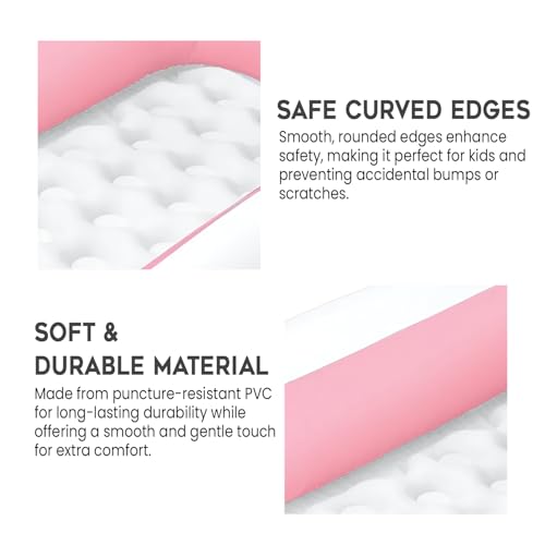 Image of P FOR POGU 1.66m x 1.00m x 25cm Rectangular Pool Air Inflatable Tube with 17cm Height & 90L Capacity Bathtub Swimming Floater Swim Float Water Tub for Outdoor 2+ Year Kids & Adults (Pink, Pack of 1)