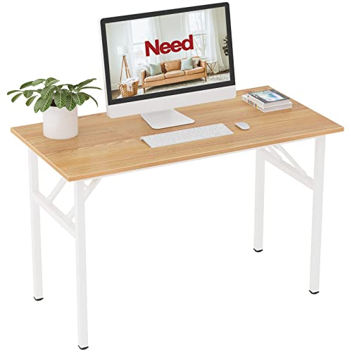 Need Bureau d’Ordinateur Informatique Pliante 120x60cm Table d’étude/à dîner Pliable pour Maison/Bureau, Teck Chêne Couleur & Blanc,AC5BW