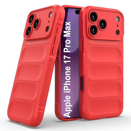 Image of amazon basics Back Case Cover for iPhone 17 Pro Max | Compatible for iPhone 17 Pro Max Back Cover | Liquid Silicon Magic Case with Camera Protection | Red