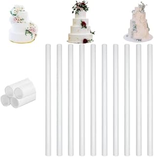 10 Pcs Cake Dowels, White Plastic Cake Support Rods, 9.5 Inch Plastic Cake Dowels for Cakes