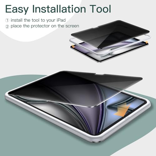 Funda Transparente iPad Air 13 Lote con Protector de Pantalla Privacidad JETech M4 M3 M2 6