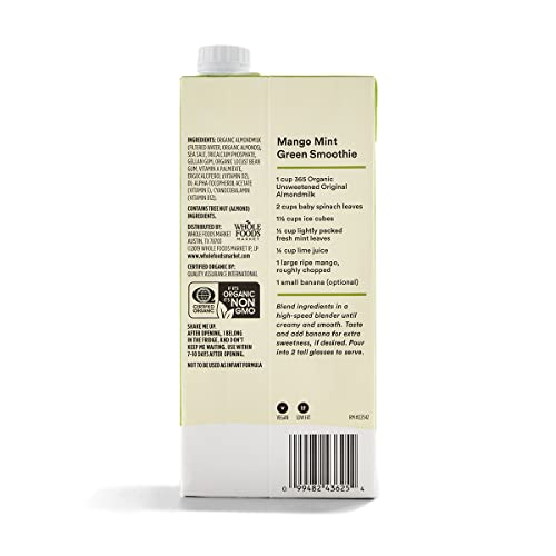 Image of 365 by Whole Foods Market, Organic Unsweetened Almond Milk, 32 Fl Oz (Pack of 3)