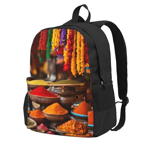 PPHGUT Condiments - Mochila de gran capacidad con estampado de especias para viajes, trabajo, fin de semana, senderismo, uso diario, ligera y cómoda