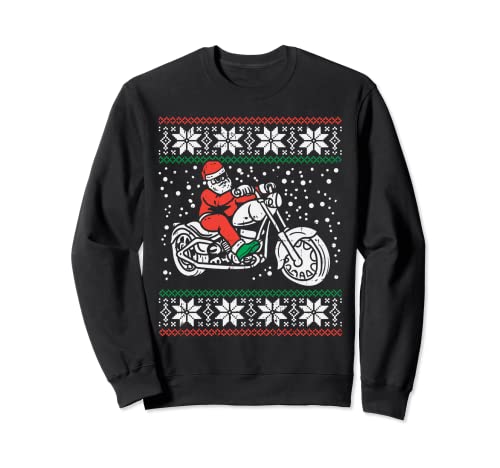 Santa Ridin Motocycle Ugly Christmas Sweater Xmas Biker Gift Sweatshirt