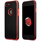 iPhone 7 Plus Case, Sherox Two-Color Shock Absorption Clear Soft TPU Bumper Case for iPhone 7 Plus 5.5 Inch (Black with Red Frame)