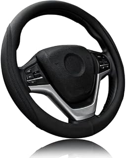 ZATOOTO Steering Wheel Cover Leather - Car Steering Wheel Covers 38cm /15inch, Anti-slip, Universal, Black