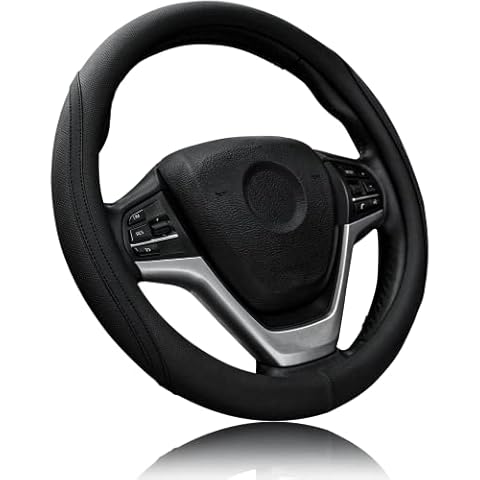 ZATOOTO Steering Wheel Cover Leather - Car Steering Wheel Covers 38cm /15inch, Anti-slip, Universal, Black Cover