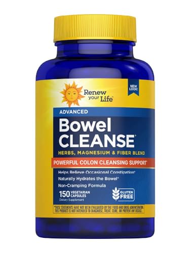 Renew Your Life Bowel Cleanse with Herbal, Magnesium and Fiber Blend | Helps Relieve Occasional Constipation | Gluten Free | 150 Vegetarian Capsules