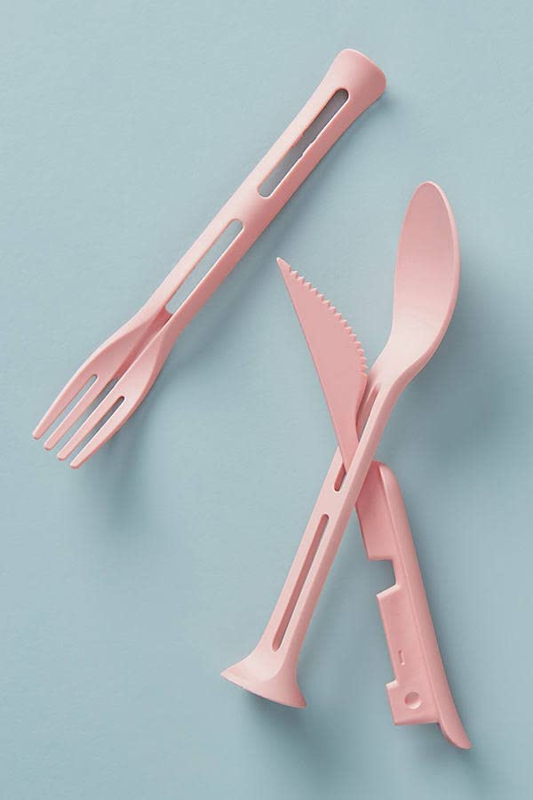 XML 3 in 1 Spoon Set Plastic Fork and Knife Kitchen Cutlery for Baby Travel, School, Picnic, Office, Daily Use (Multicolor, Pack of 5) 1