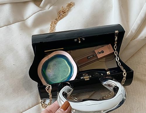 Bolso de mano acrílico plateado para mujer miniatura 4