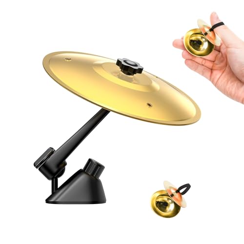 WVYNUYQP Car Cymbal Air Vent Mini Drum Crash Cymbal for Car Vent with Finger Cymbal Funny Musical Instruments Gadget Gifts for Drummers & Music Lovers Car Symbol Drum fits Most Vehicles (Gold)