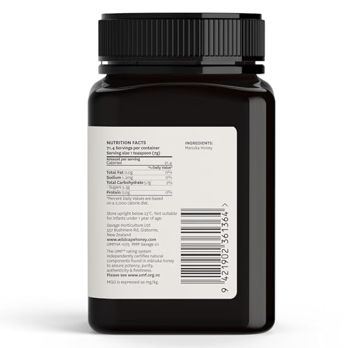 WildCape Manuka Honey Certified UMF 15+/MGO 514+ - 100% Pure, Raw, Unpasteurized, Non-GMO, Made in New Zealand - 17.6 oz (Pack of 1)