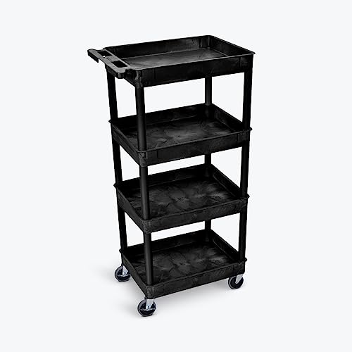 12 x 28 x 19 in. Tub Shelf Cart with 4 Shelves - Black