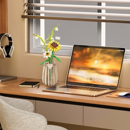 Rompecabezas de madera con jarrón y flores decorativas de diseño 4