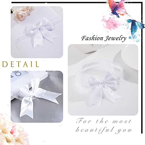 Zeshimb TLS-007-3 Wedding Garters For Bride White Lace Garter Belt Large Satin Bow Thigh Leg Ring Classic Handmade Stretch Toss Garter Party Porm Body Accessory thumb #3