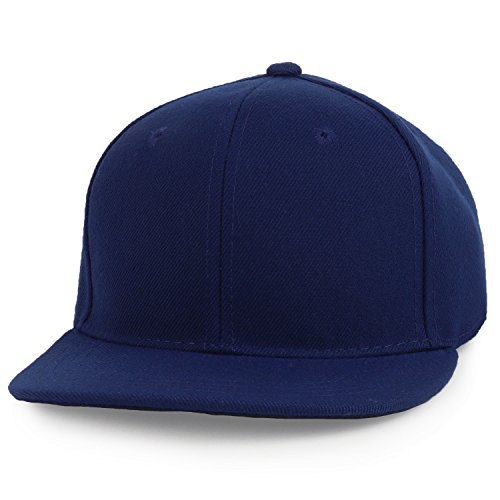 Trendy Apparel Shop Infant To Toddler Kid's Plain Structured Flatbill Snapback Cap - Navy #TOP14