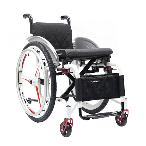Image of Portable Folding Sports Wheelchairs, Self-propelled Lightweight Aluminum Alloy Chair, Swing Away Footrests & Anti-Tip Wheels(B,40cm /15.7in Seat)