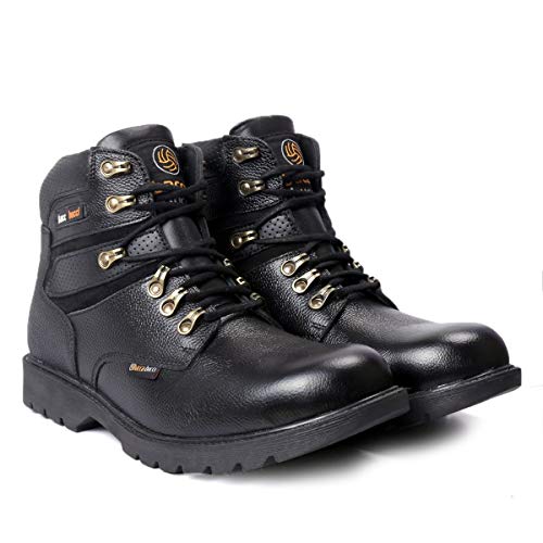 Image of Bacca Bucci Mens 6 inches Premium Steel Toe Cap Real Grain Leather Outdoor Laceup Boots /Warranted Qualtiy & Durable Boot