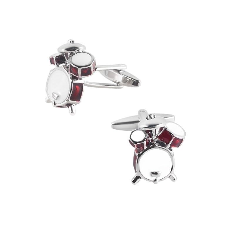 Gemelli in Metallo smaltato Rosso a Forma di Strumento Musicale, Accessori per Abiti da Cerimonia e Matrimonio.