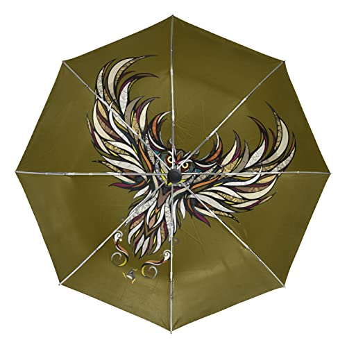 Parapluie pliant automatique oiseau art hibou ultra-léger coupe-vent homme femme