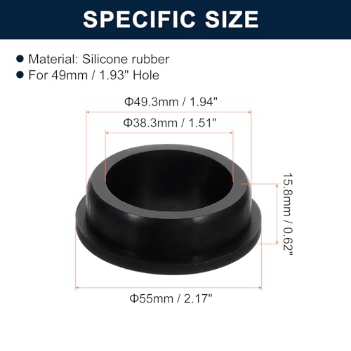 Image of uxcell 2 Pcs Black Plug Holes, Waterproof Rubber Button Plug for 49mm / 1.93 inch Hole