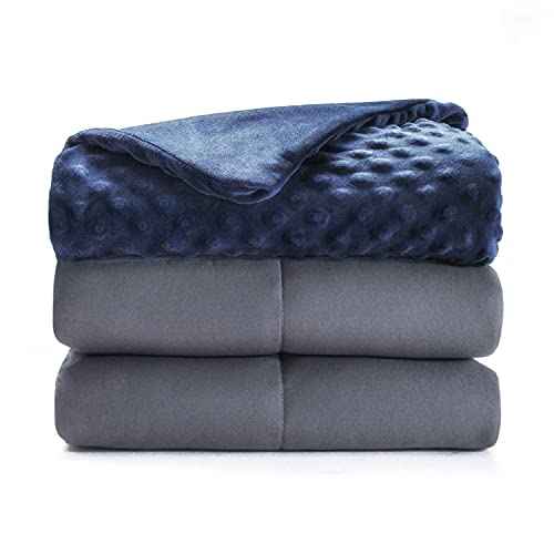 Up To 40% OFF Bedsure Weighted Blanket Queen Size with Removable Cover - Washable Heavy Blanket for Adult 15lb Premium Cotton with Glass Beads 60"×80" Navy