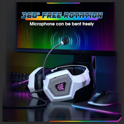 Image of Gaming Headset with Microphone, Gaming Headphones Compatible for PS4 PS5 Xbox PC with RGB Lights, PlayStation Headset with Noise Reduction 7.1 Surround Sound Over-Ear and Wired 3.5mm Jack