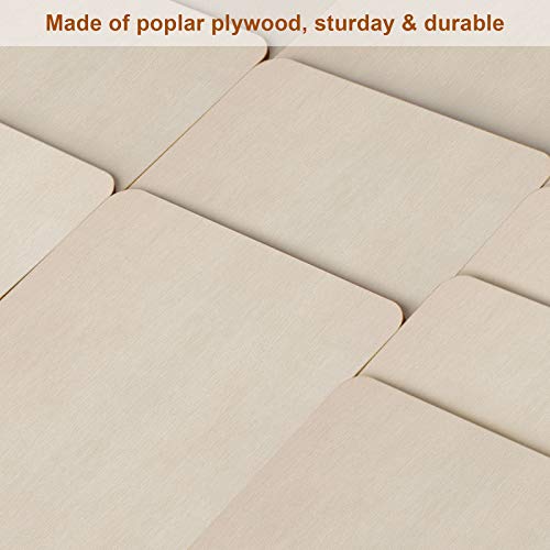 Fuyit Unfinished Wood Pieces, 50Pcs 4 X 4 Inch Blank Natural Wood Square Wooden Cutouts Board For Diy Crafts Painting, Scrabble Tiles, Coasters, Decoration #TOP2
