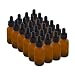 NES Natural | Empty 1 Oz Amber Glass Boston Round Bottles with Eye Dropper 24 Pack | Durable & Refillable Bottle for Essential Oils, Liquids & Aromatherapy (Amber Frosted)
