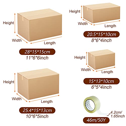 Image of Outus 32 Pack Corrugated Cardboard Boxes, Small, Kraft Color