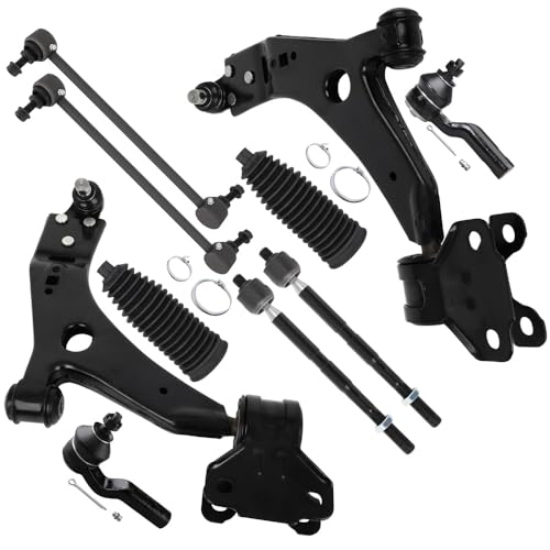 GDSMOTU 10Pcs Suspension Kit Fit for 2013 2014 2015 2016 2017 2018 For Ford For Escape,Front Lower Control Arm and Ball Joint Front Inner Outer Tie Rod End Sway Bar End Link Steering Rack Boot