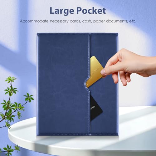 Image of DTTO for iPad Pro 13 Inch Case with Keyboard M5 /M4 2025 /2024, 7 Colors Backlit Wireless Detachable Keyboard Premium Leather Folio Cover with Pencil Holder & Pocket, Navy Blue