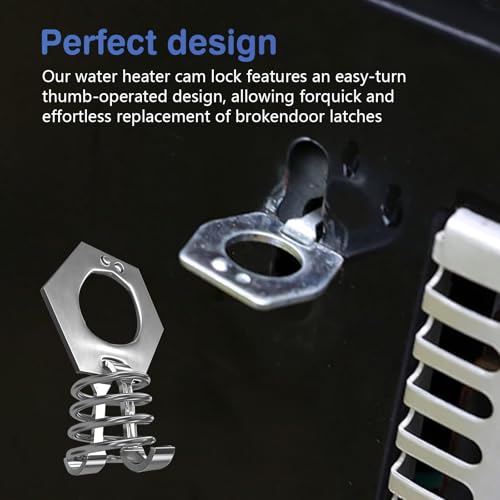 Image of Downhill 2 PCS Water Heater Cam Lock, RV Door Latch Assembly, Heater Valve Bracket Replacement, Universal Stainless Steel Heater Fastener for Motor Home Caravan (Silver)